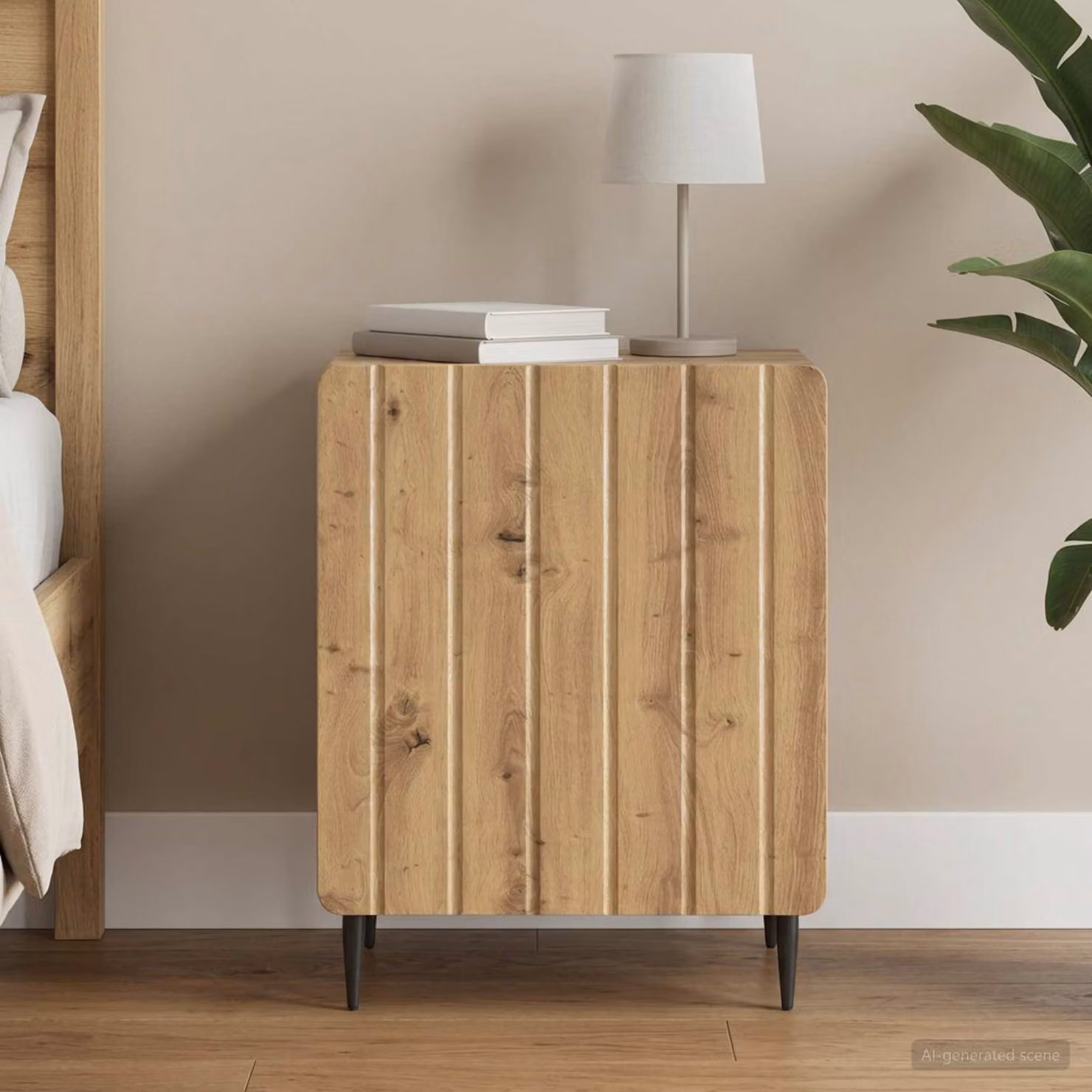 Armadio da notte vidaXL in legno e metallo stile moderno, colore marrone, L 43 cm x P 34,5 cm x H 52 cm