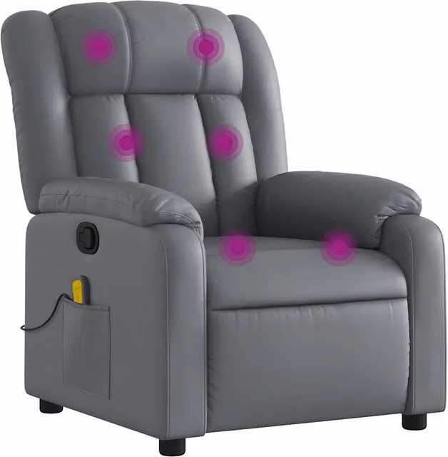 Poltrona Relax Reclinabile Moderna in Similpelle Grigia con Braccioli – 1