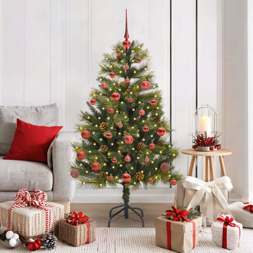 Albero di Natale artificiale pieghevole con luci LED warm white vidaXL, Verde, Altezza: 150 cm