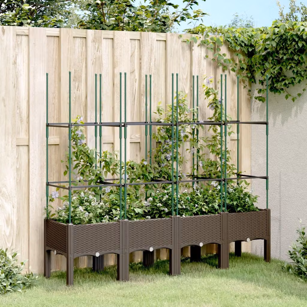 Fioriera da giardino con traliccio vidaXL marrone in plastica L: 160 cm, P: 40 cm, H: 142,5 cm