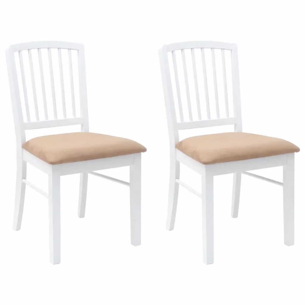 Set di 2 sedie da pranzo vidaXL in legno di gomma bianco L 50 cm, P 52,5 cm, H 91 cm – 2
