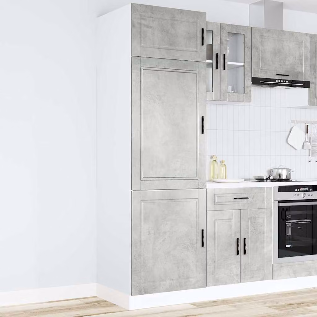 vidaXL Mobile da Cucina Moderno Grigio in Legno e MDF con Ante a Battente L/P/H: 207 x 57 x 60 cm