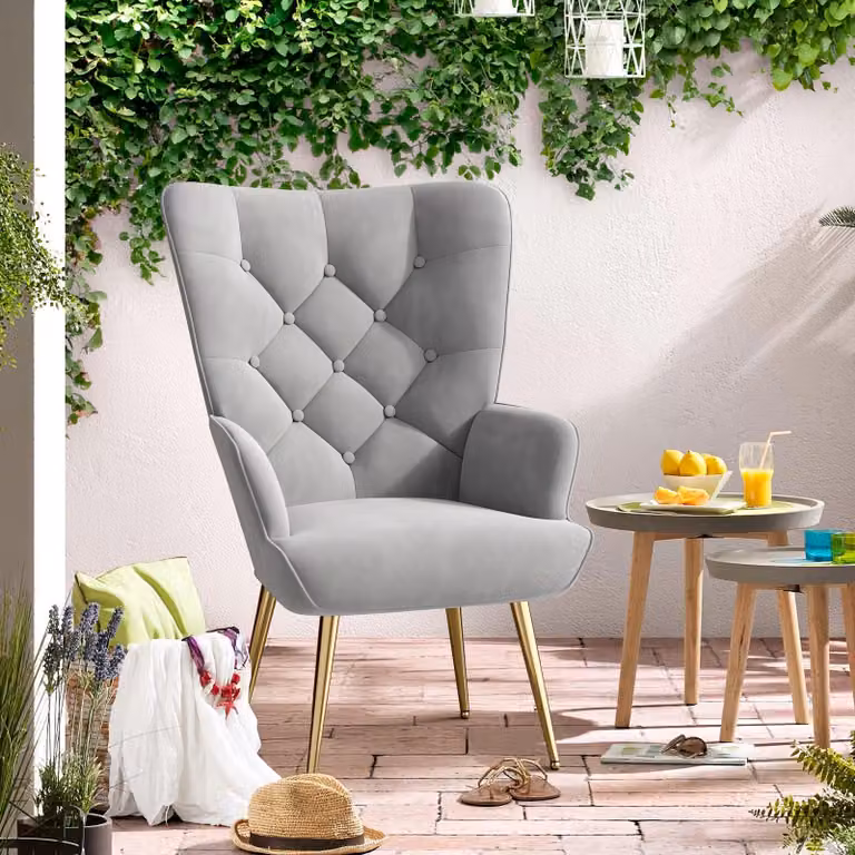 Poltrona – Poltrona da salotto – Poltrona girevole – Sedia con braccioli – Poltrona relax – Design scandinavo – Rivestimento in tessuto – Gambe in metallo – Carico massimo: 150 kg