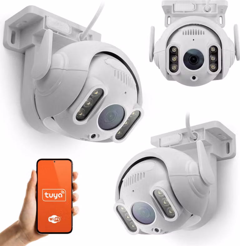 Telecamera IP PTZ Tuya WiFi 1080p per esterni con LED IR e rilevamento del movimento