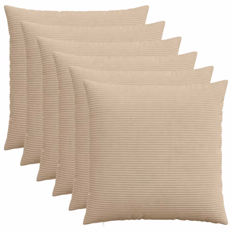 Set di 6 federe vidaXL HEERLEN in velluto a coste, colore tortora, 70 x 70 cm