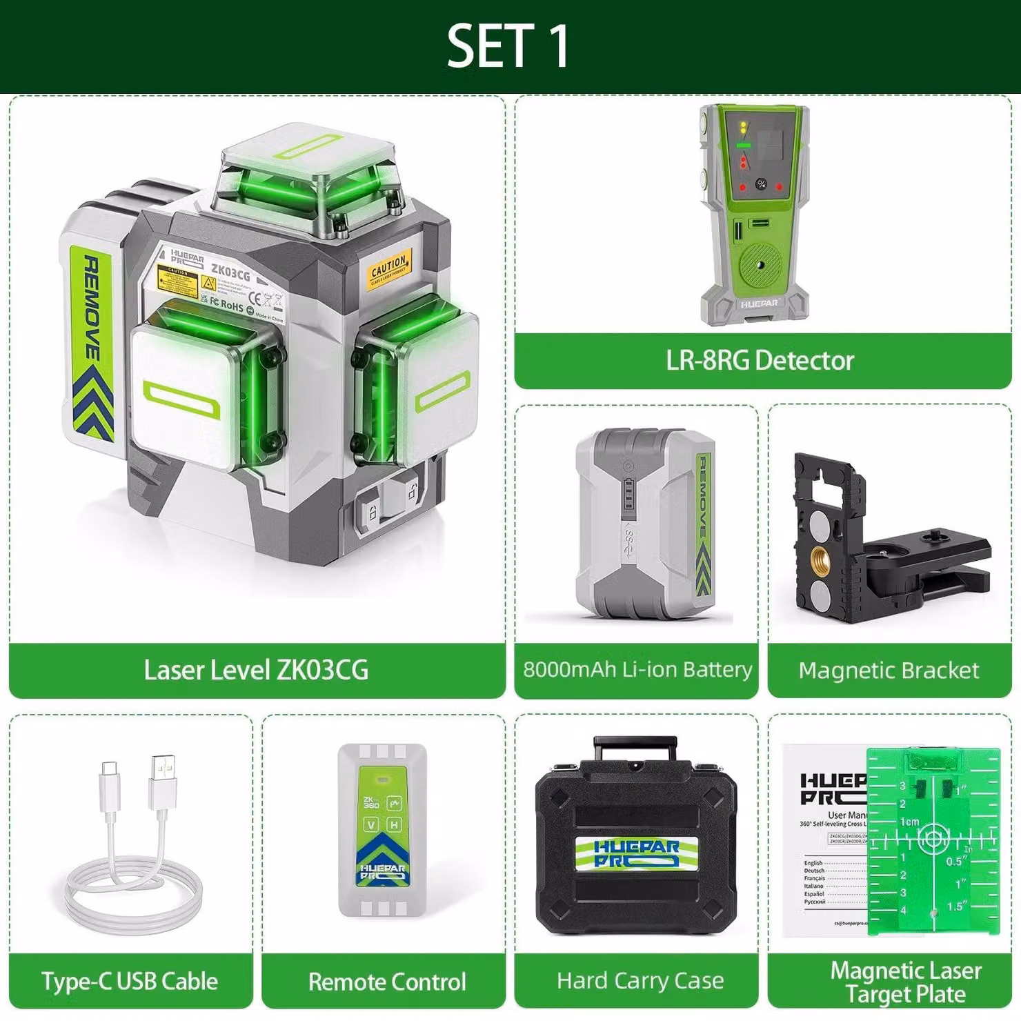 Set di laser per linee di riferimento - Livella laser 3D a 12 linee - Autolivellante con telecomando