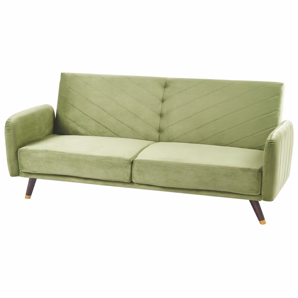 Divano Letto Click Clack Beliani in Velluto Blu con Poggiatesta Regolabile e Struttura in Legno di Gomma per Soggiorno Moderno 3 Posti – 2