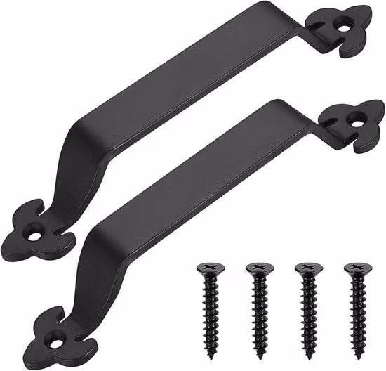 Set di maniglie per porte scorrevoli Ibenzoa® (2 pezzi) – Nero vintage, ferro verniciato, 215 mm – Design retrò per ambienti residenziali e commerciali