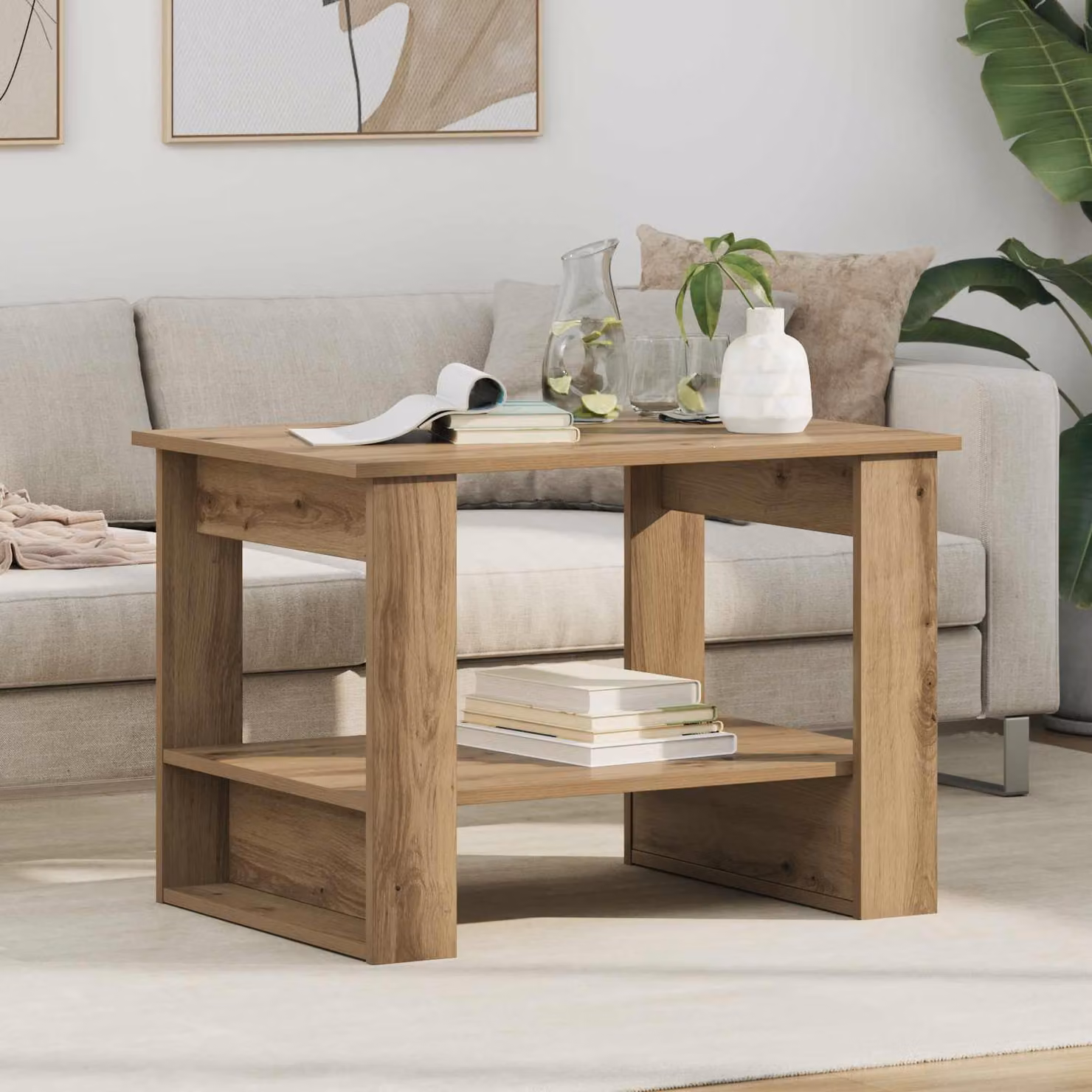 vidaXL Tavolino da salotto moderno in rovere marrone L: 72 cm, P: 50 cm, H: 50 cm