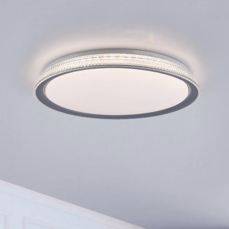 JUST LIGHT. GmbH Plafoniera a LED Kari, dimmerabile, Alluminio / Grigio / Zincato, Camera da letto, Plastica, Plafoniera LED