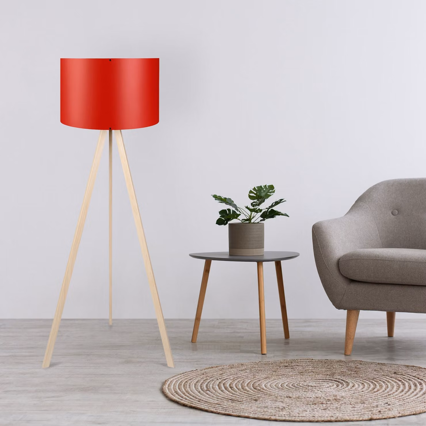 Opviq, AYD-1574, lampade da terra, rosso, MDF, 38 x 38 x 140 cm