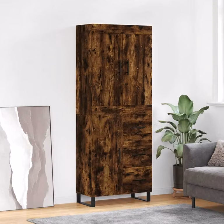vidaXL Credenza rovere affumicato 69,5x34x180 cm materiale a base di legno