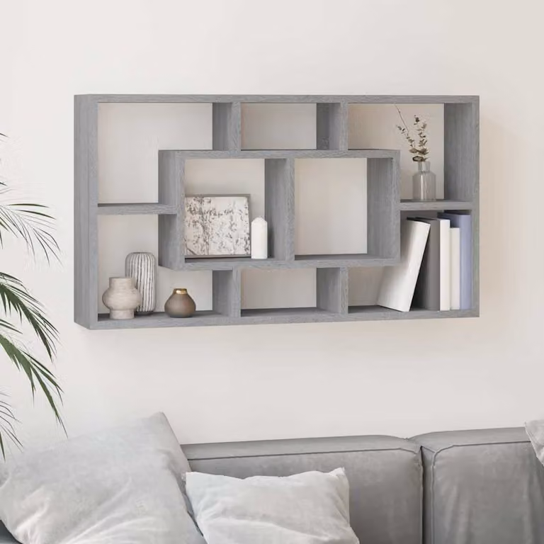 vidaXL Scaffale a Muro Moderno con 8 Scomparti Grigio