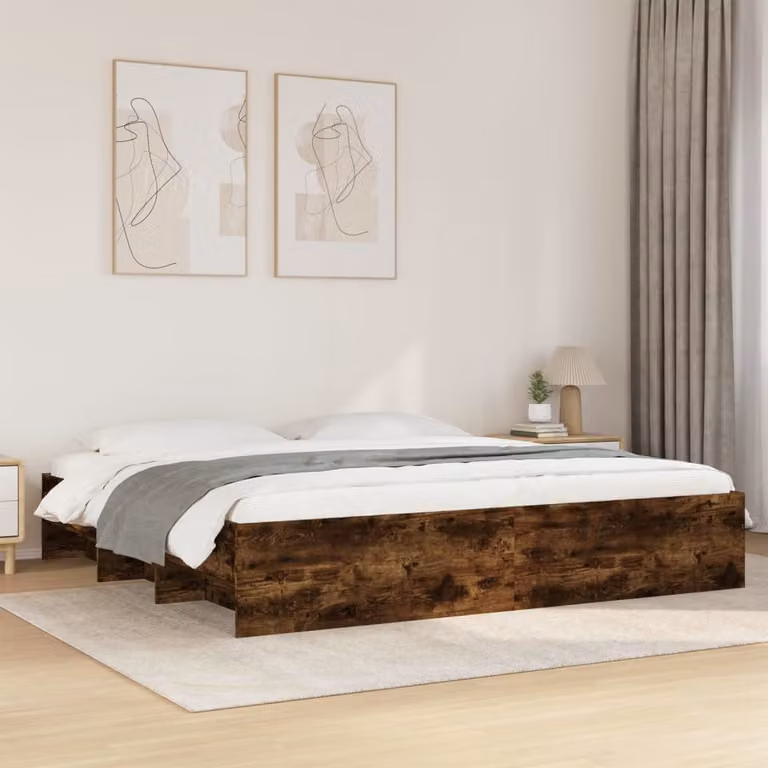 Giroletto senza materasso vidaXL in legno Rovere Fumo L: 180 cm, P: 200 cm, H: 35 cm