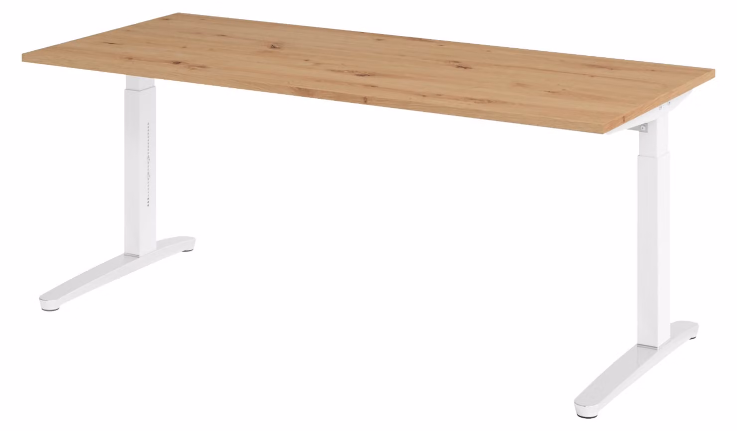 Scrivania bümö serie XB - Decorazione: rovere nodoso, dimensioni: 180 x 80 cm, struttura: bianco/alluminio lucido