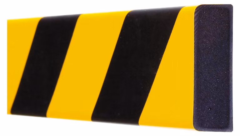 Profilo di segnalazione e protezione, protezione superficiale, rettangolare, 200x20 mm, giallo/nero, autoadesivo, 4 fori, lunghezza 500 mm