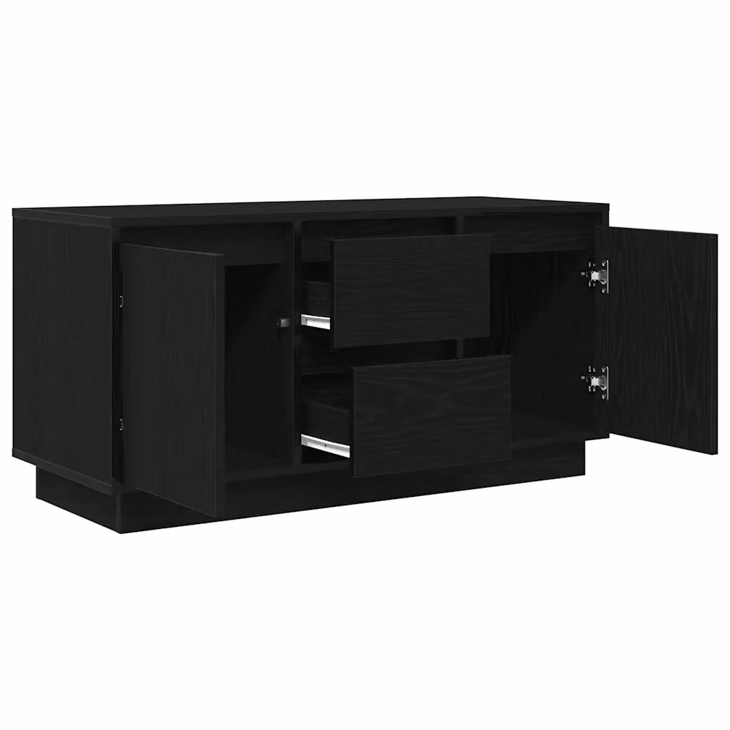 Mobile porta TV moderno in legno composito di rovere nero con luci LED integrate e vani contenitore, L 100 x P 41 x H 50 cm – 2