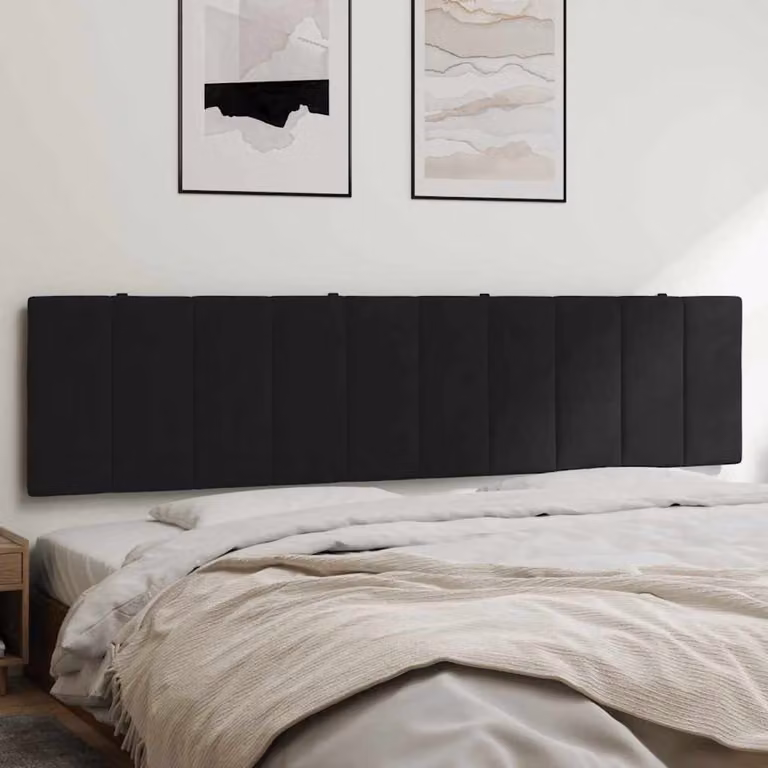 vidaXL Cuscino Testiera Hanko in Velluto Nero L: 200 cm, H: 45 cm, P: 3 cm