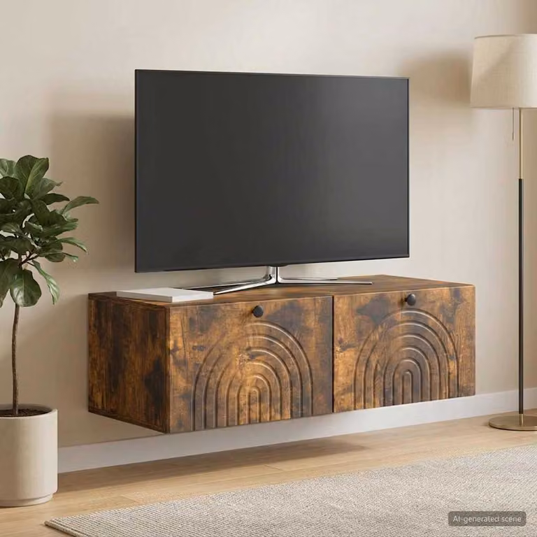 vidaXL Mobile Porta TV da Muro Moderno in Rovere Fumo, L 99 cm x P 41 cm x H 30 cm