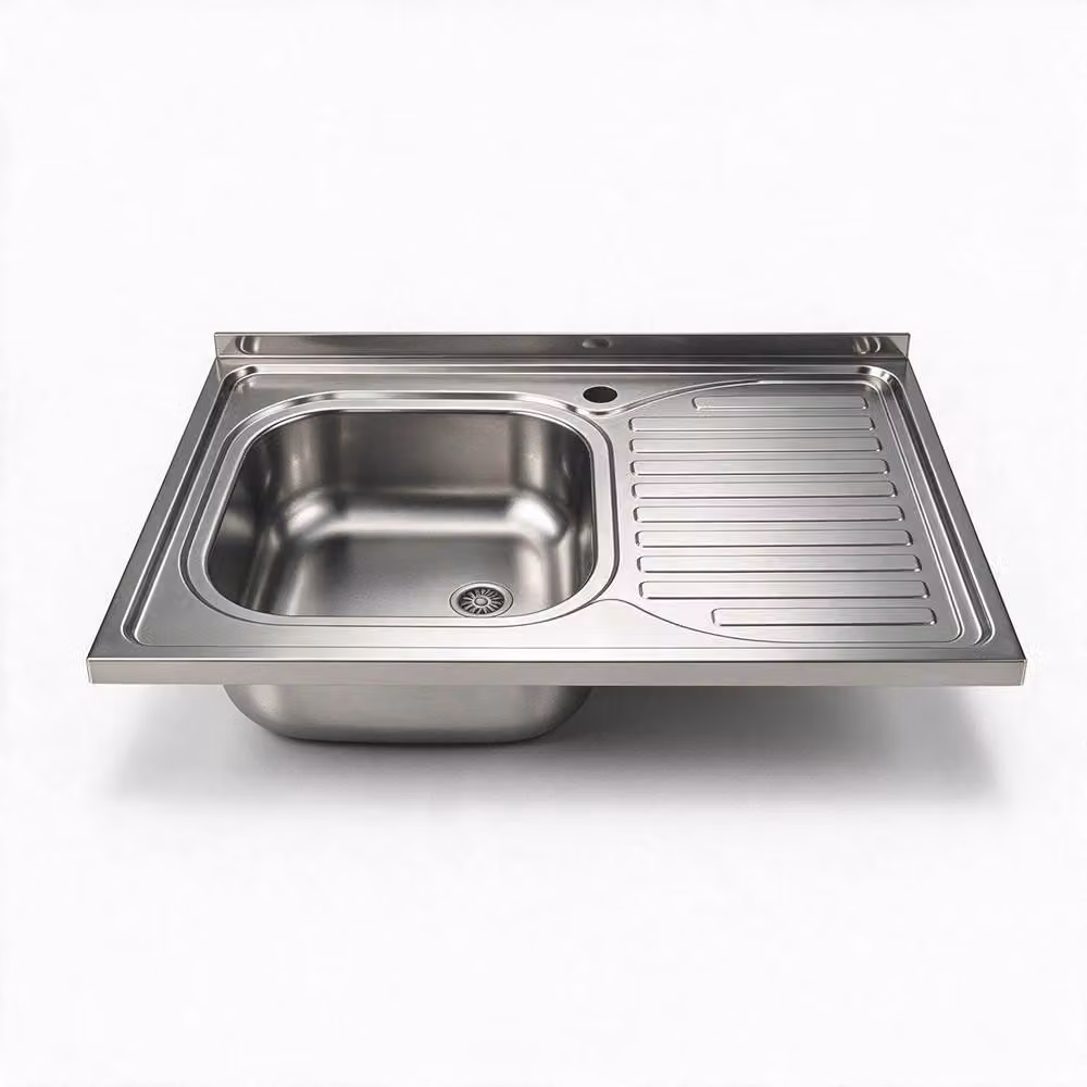 Lavello cucina da appoggio 80x60 una vasca con gocciolatoio destro inox SA30DX
