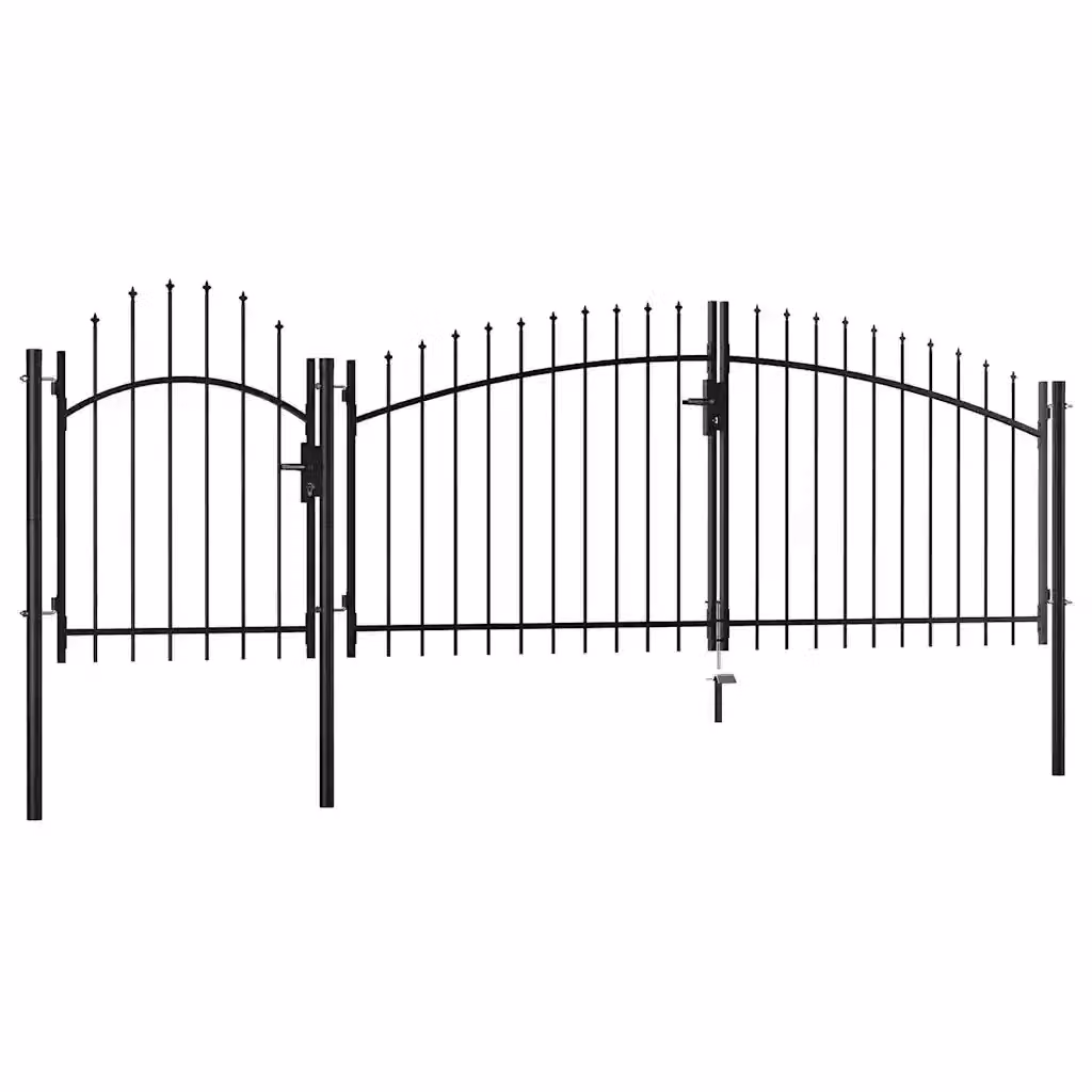 Cancello da giardino doppio a battente vidaXL in acciaio nero L: 400 cm, H: 125 cm, P: 175 cm