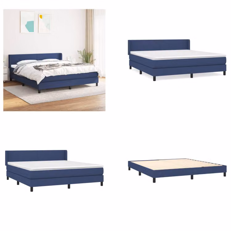 vidaXL Letto a molle con materasso in tessuto blu 180x200 cm - Letto a molle - Boxspringbetten - Bett - Schlafzimmermöbel