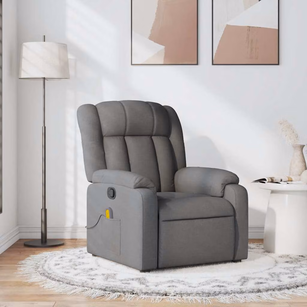 vidaXL Poltrona Relax Reclinabile Moderna in Tessuto Grigio con Braccioli