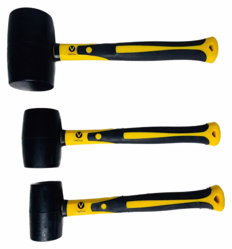 Set di martelli in gomma Schonhammer, composto da 3 pezzi: 370g, 500g e 1200g