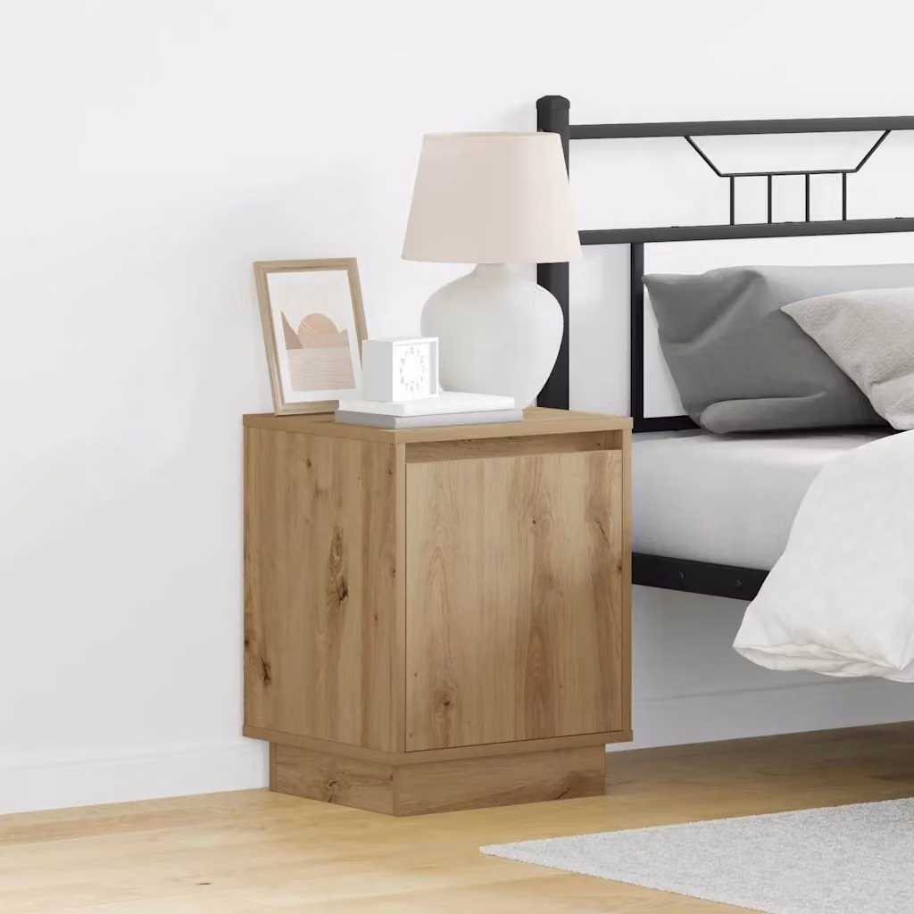 Armadio da notte vidaXL in legno color rovere marrone con illuminazione integrata, L 39 cm x P 34,5 cm x H 50 cm