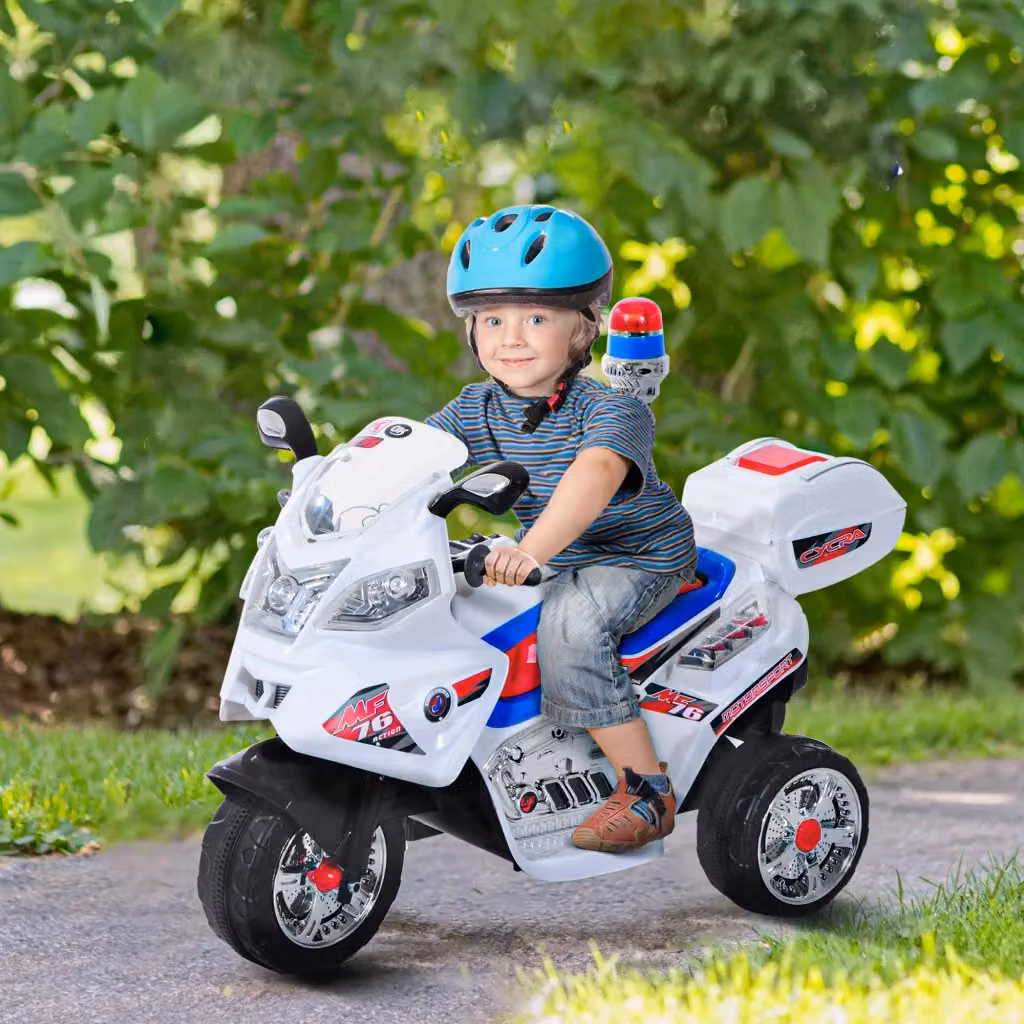 EasyComfort Moto Elettrica per Bambini da 3-5 Anni, Motorino Giocattolo a 3 Ruote con Musica e Luci, Colore Bianco, L/P/H: 112 x 51 x 72.5 cm – 2