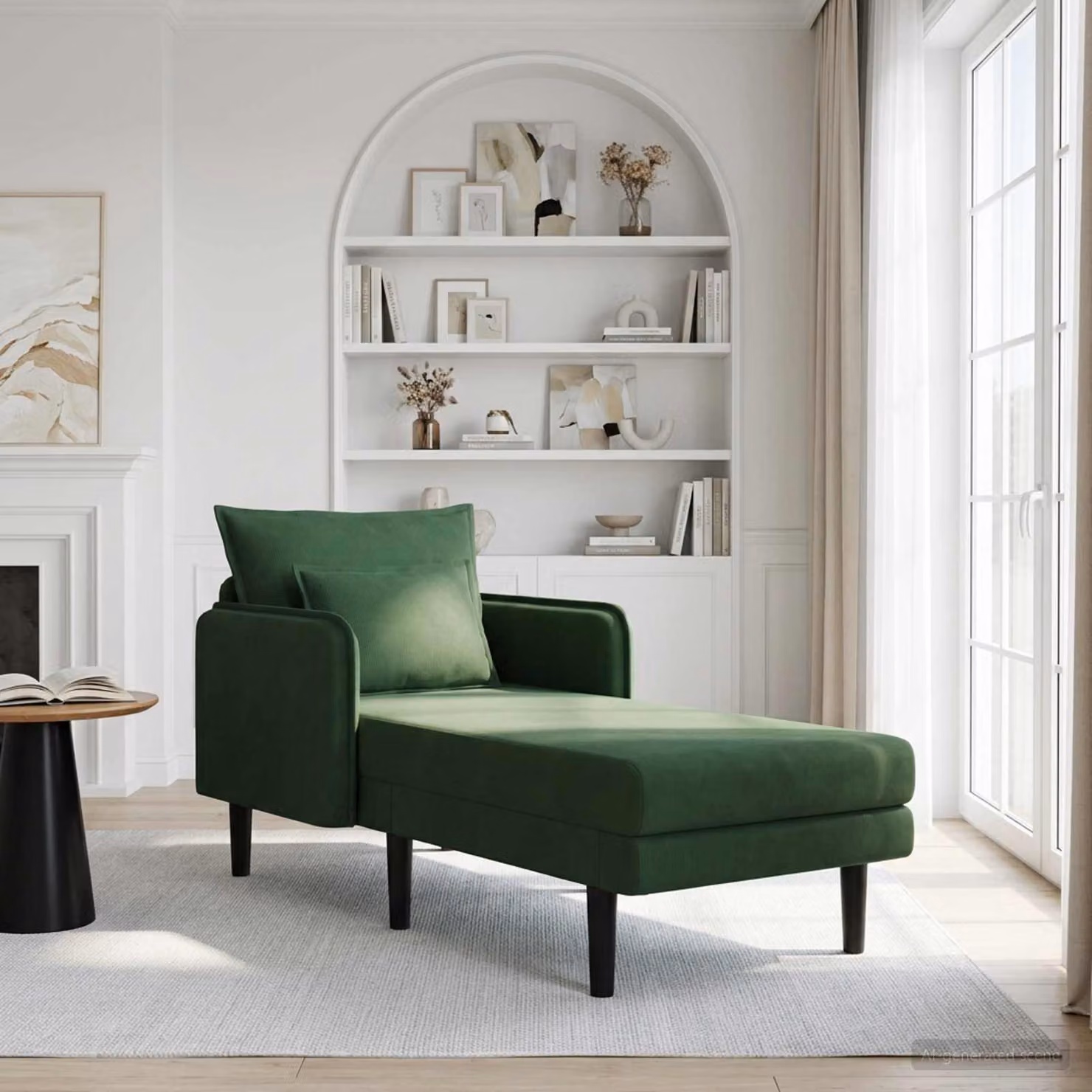vidaXL Chaise longue oversize moderna in velluto a coste verde con cuscini inclusi L: 173 cm, P: 84 cm, H: 86 cm