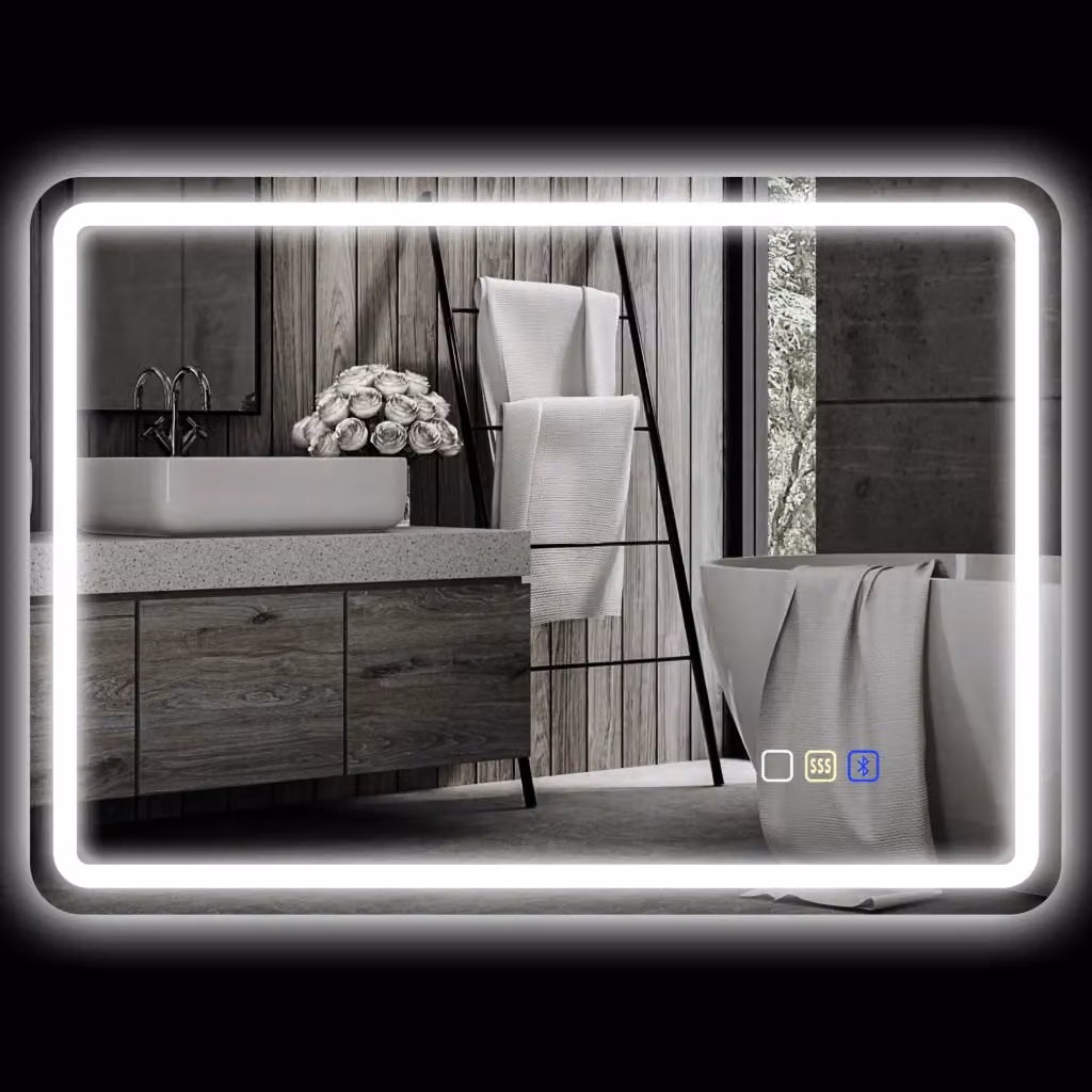 Specchio da Bagno Xylo con LED Regolabile, Anti-Appannamento e Touch Switch, Argento – 2