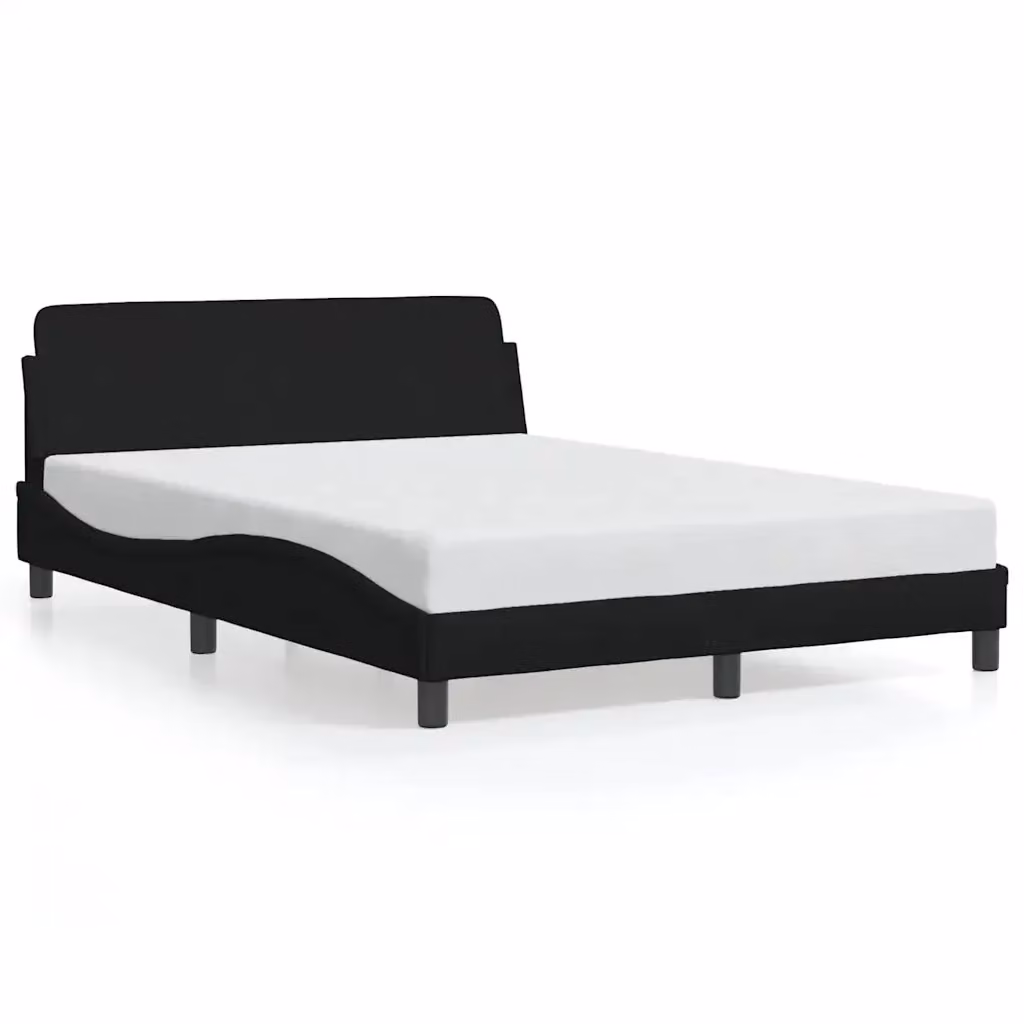 Letto moderno vidaXL imbottito in tessuto nero con struttura in legno e metallo L: 140 cm, P: 208 cm, H: 74,5 cm – 2