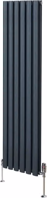 Radiatore a colonna ovale con valvole termostatiche TRV Designer MONSTER SHOP grigio antracite e argento, H: 160 cm, P: 36 cm