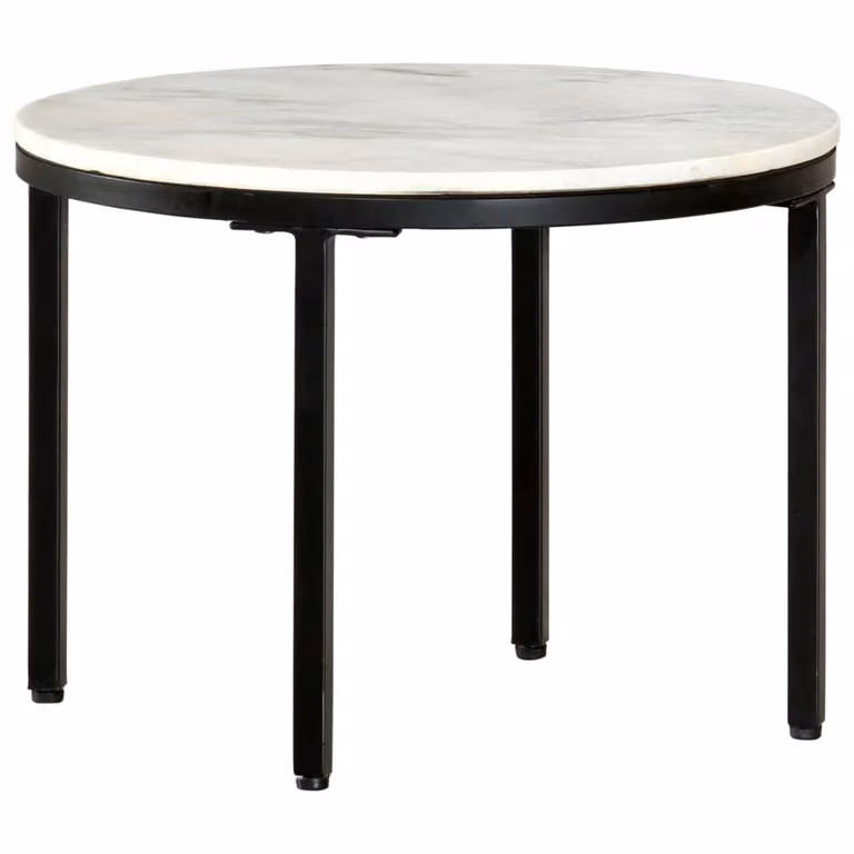 Maison Exclusive - Tavolino bianco e nero Ø 50 cm in vero marmo