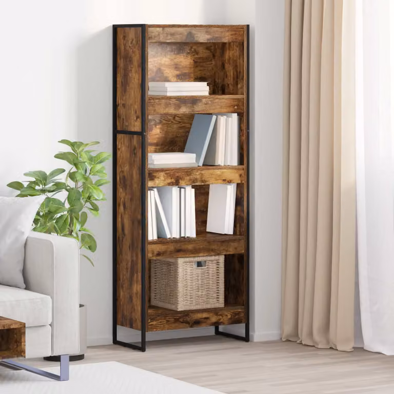 vidaXL Armadio per Libri in Stile Industrial con Legno e Metallo, Marrone, L 60 cm x P 30 cm x H 155 cm