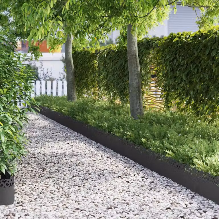 Set di 20 bordure per prato ornamentali vidaXL in acciaio nero, L: 103 cm, H: 22 cm, P: 0,05 cm