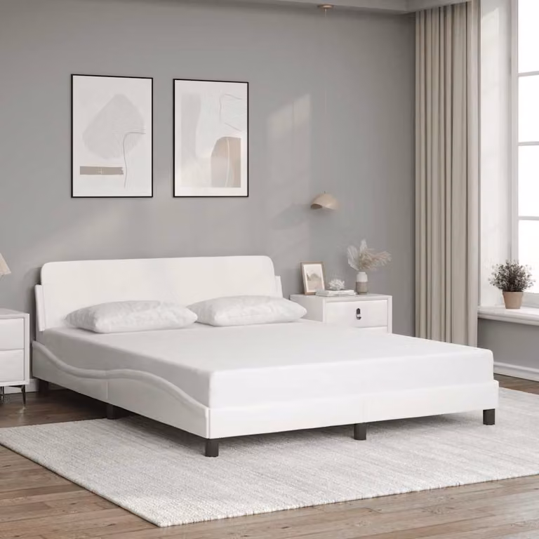 vidaXL Giroletto Dover Bianco in Similpelle L: 160 cm, P: 200 cm, H: 74,5 cm