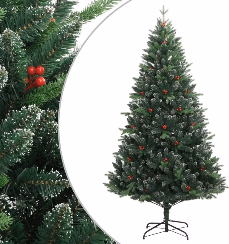 Maison Exclusive - Albero di Natale artificiale pieghevole con bacche rosse, altezza 180 cm