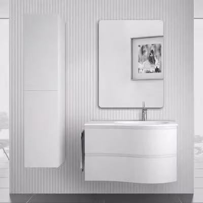 Mobile bagno sospeso Melody INBAGNO bianco opaco con vasca a destra