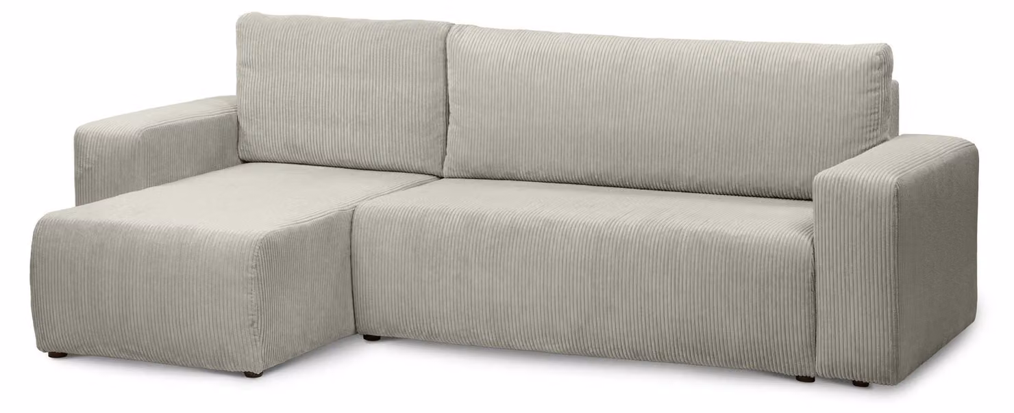 Divano a tre posti con funzione letto, modello Kingi, in lino grigio