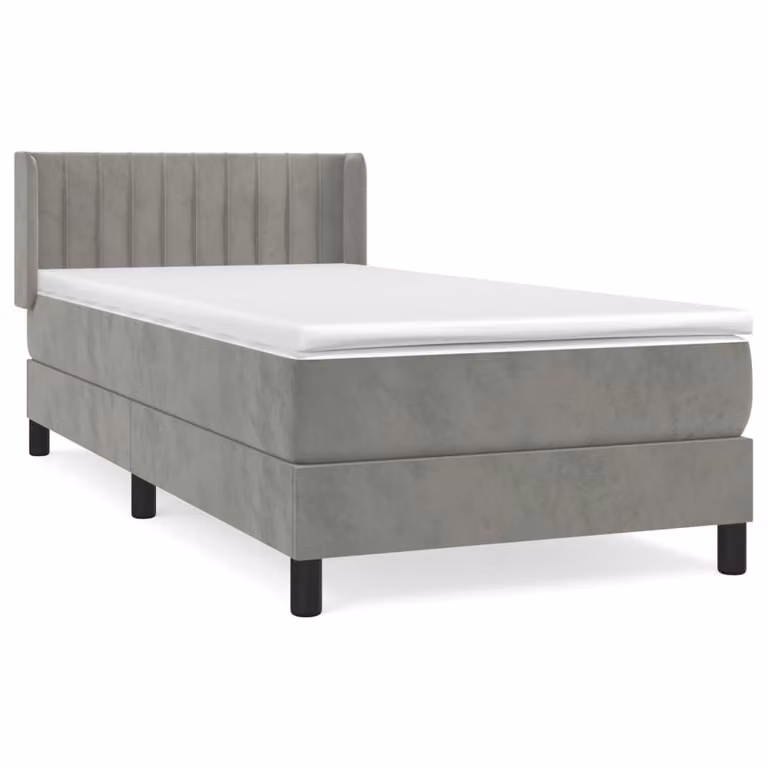 Giroletto a Molle con Materasso Grigio Chiaro 90x200 cm Velluto