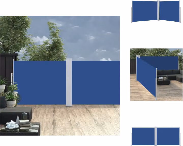 vidaXL Tenda laterale estensibile blu 140 x 1000 cm - Ombrelloni e tende da sole