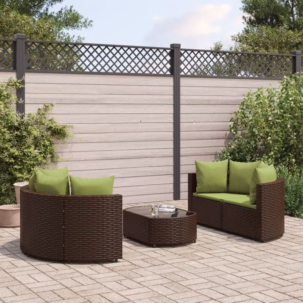 Maison Exclusive - Set Divano da Giardino 5 pz con Cuscini Marrone in Polyrattan