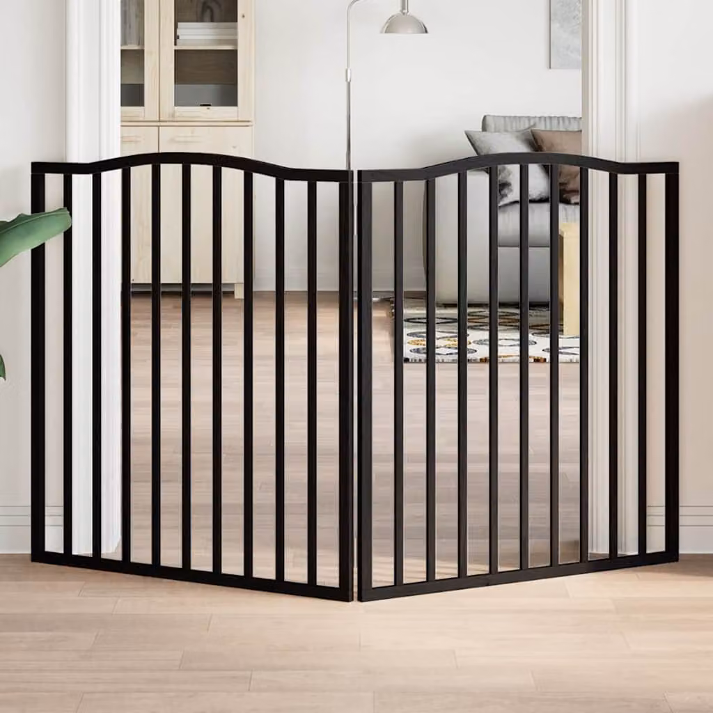 vidaXL Cancello per Cani Pieghevole a 2 Pannelli in Legno di Pioppo Nero 160 cm