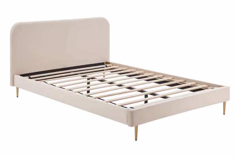 Letto imbottito con rivestimento in velluto Beige 140x200 cm