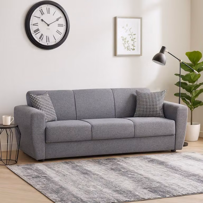 Dmora Divano Letto 3 Posti Nox 80x223 cm Nero, Contenitore Reclinabile