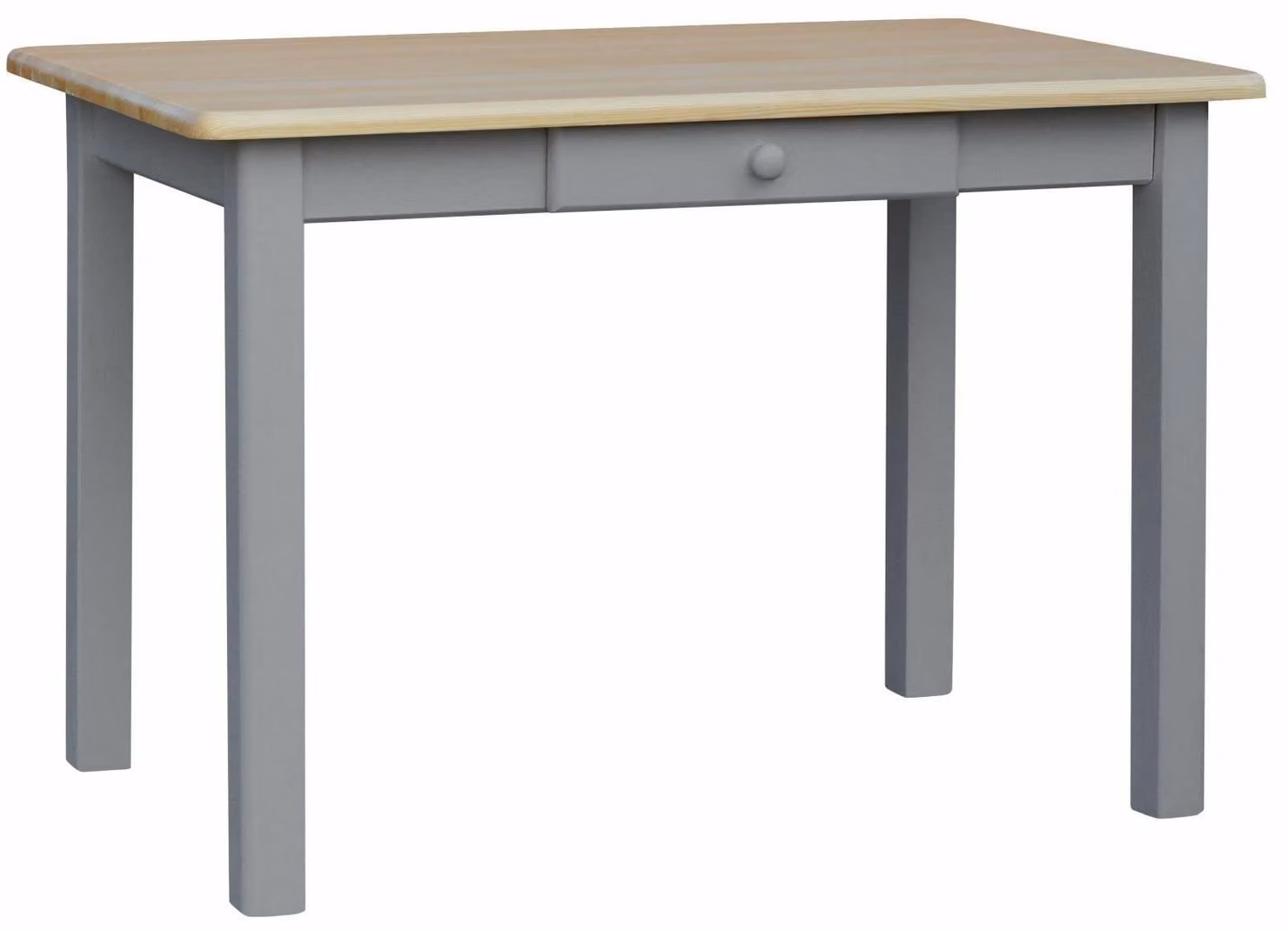 Tavolo da pranzo grigio con cassetto, in legno massello di abete, dimensioni 60 x 90 cm