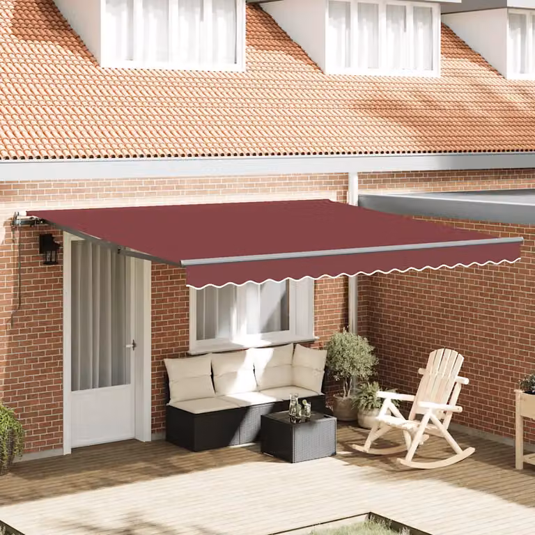 Tenda da Sole Retrattile Automatica vidaXL con Telecomando in Alluminio e Poliestere, L: 400 cm, P: 300 cm, Colore Antracite o Rosso