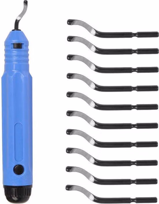Utensile universale per sbavatura, 10 lime di ricambio, per plastica, alluminio e acciaio inossidabile